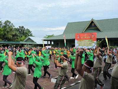 Kodim 0314/Inhil Gelar Senam Tari Gemu Famire